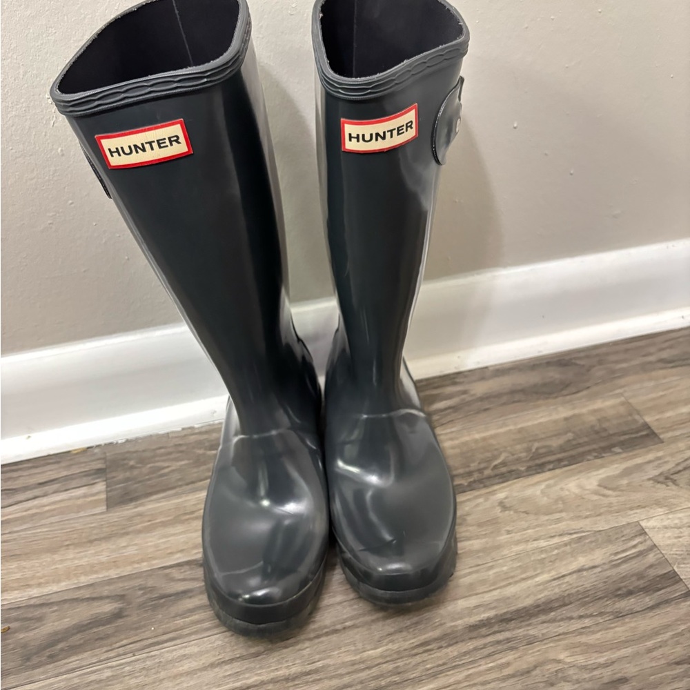 Hunter Glossy grey boots Big Kids Size